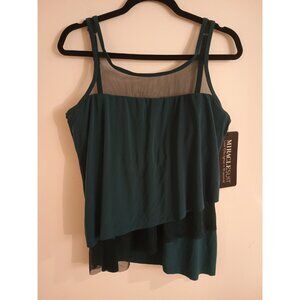 Miraclesuit Tankini Swim Top Underwired Nova Green Mirage Size US 14 NWT